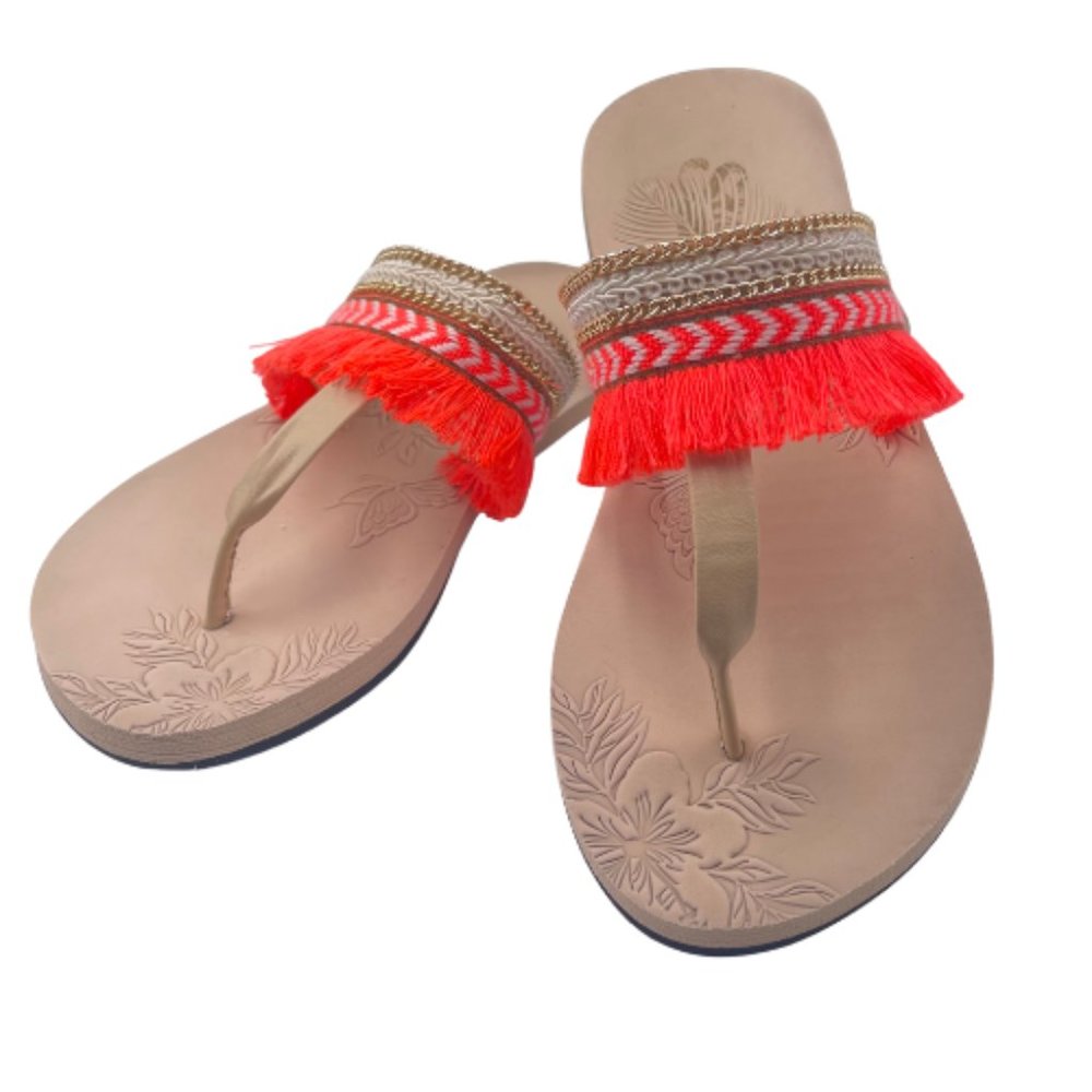 Strand Beach Thong Sandal Fringe Size 6